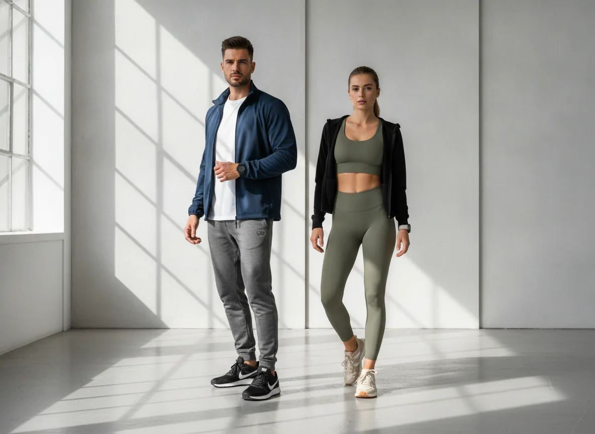 Clean sporty-casual style, confident modern mood, bright natural