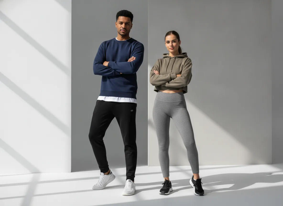 Clean sporty-casual style, confident modern mood, bright natural