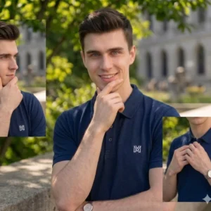 Men’s Piqué Polo — Navy Blue